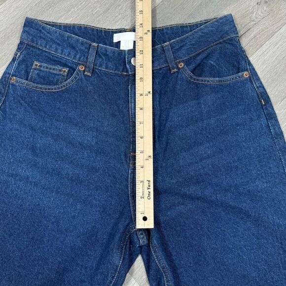 H&M High Rise Tapered Baggy Jeans Dark Blue Size 10 Relaxed Ankle - Picture 12 of 14